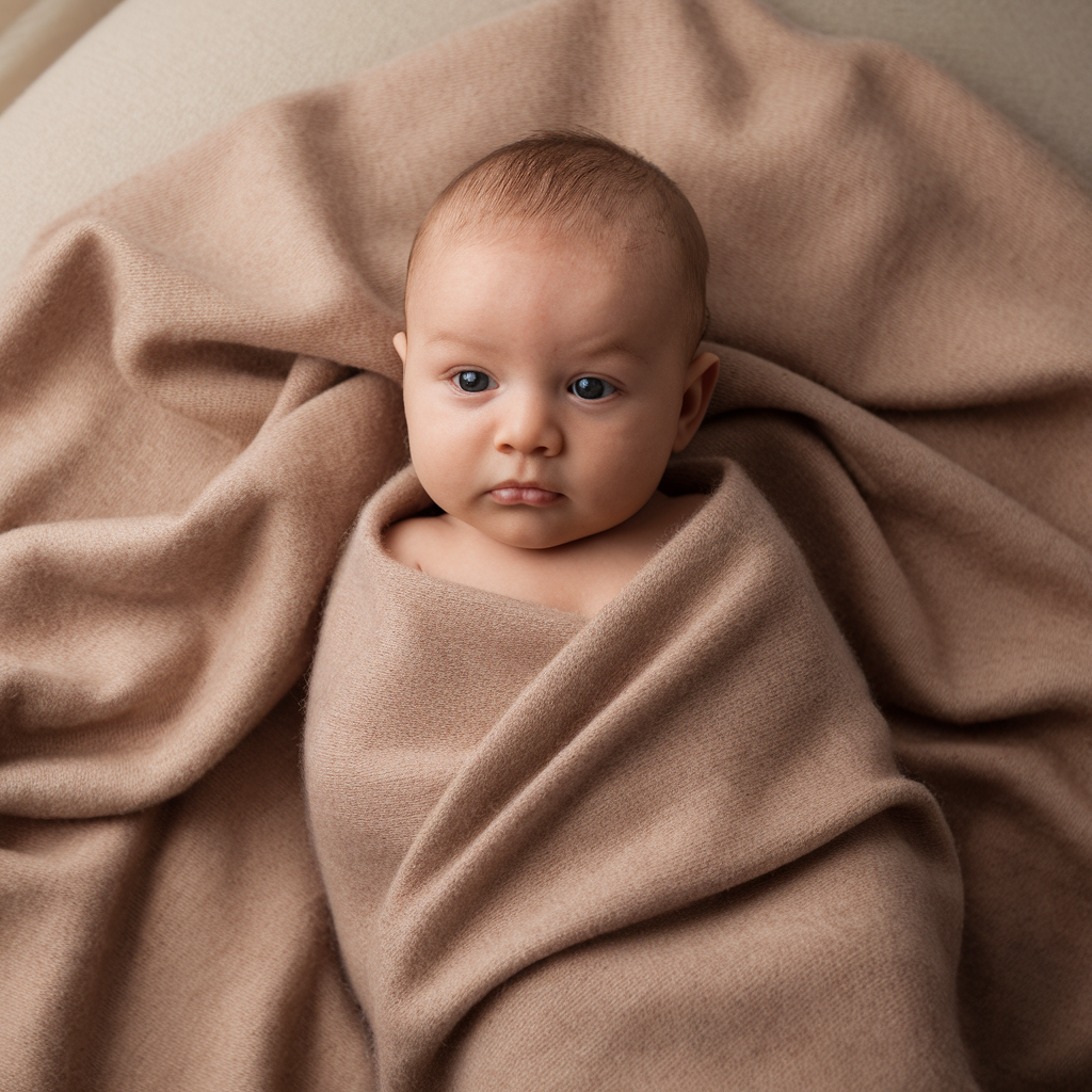 BabyBooey cashmere baby blanket in luxury navy gift box with gold lettering